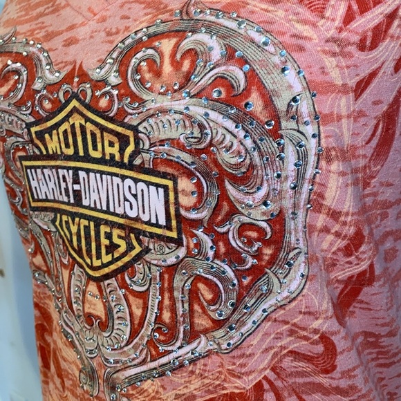 Harley-Davidson Motorcycles Women’s V-Neck Embellished Tee Shirt Size Medium - Picture 5 of 11